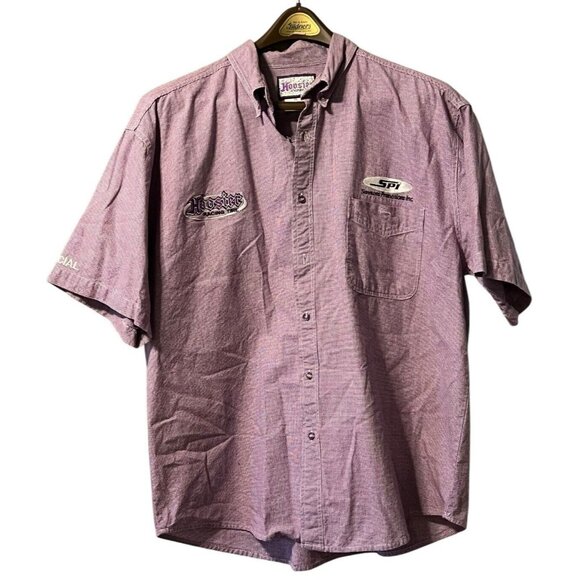 Hoosier Racing Tire Mens Purple Short Sleeve Button Down Shirt Size XL‎ Buttons - Picture 1 of 16